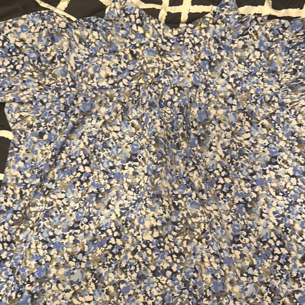 Lands' End Blue Floral Blouse